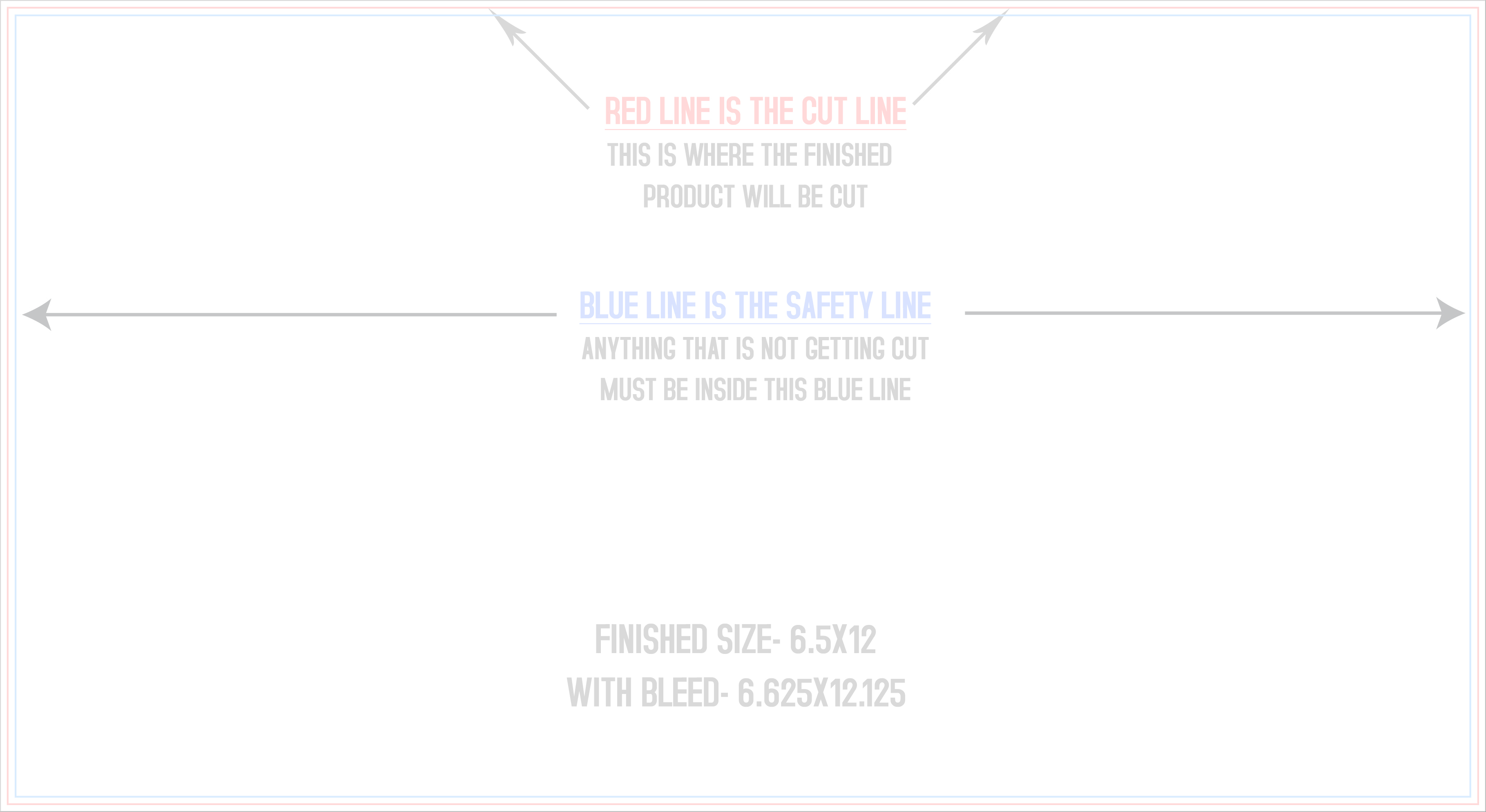 6.5" × 12" EDDM postcard template preview showing the trim, bleed and safe-zone guides