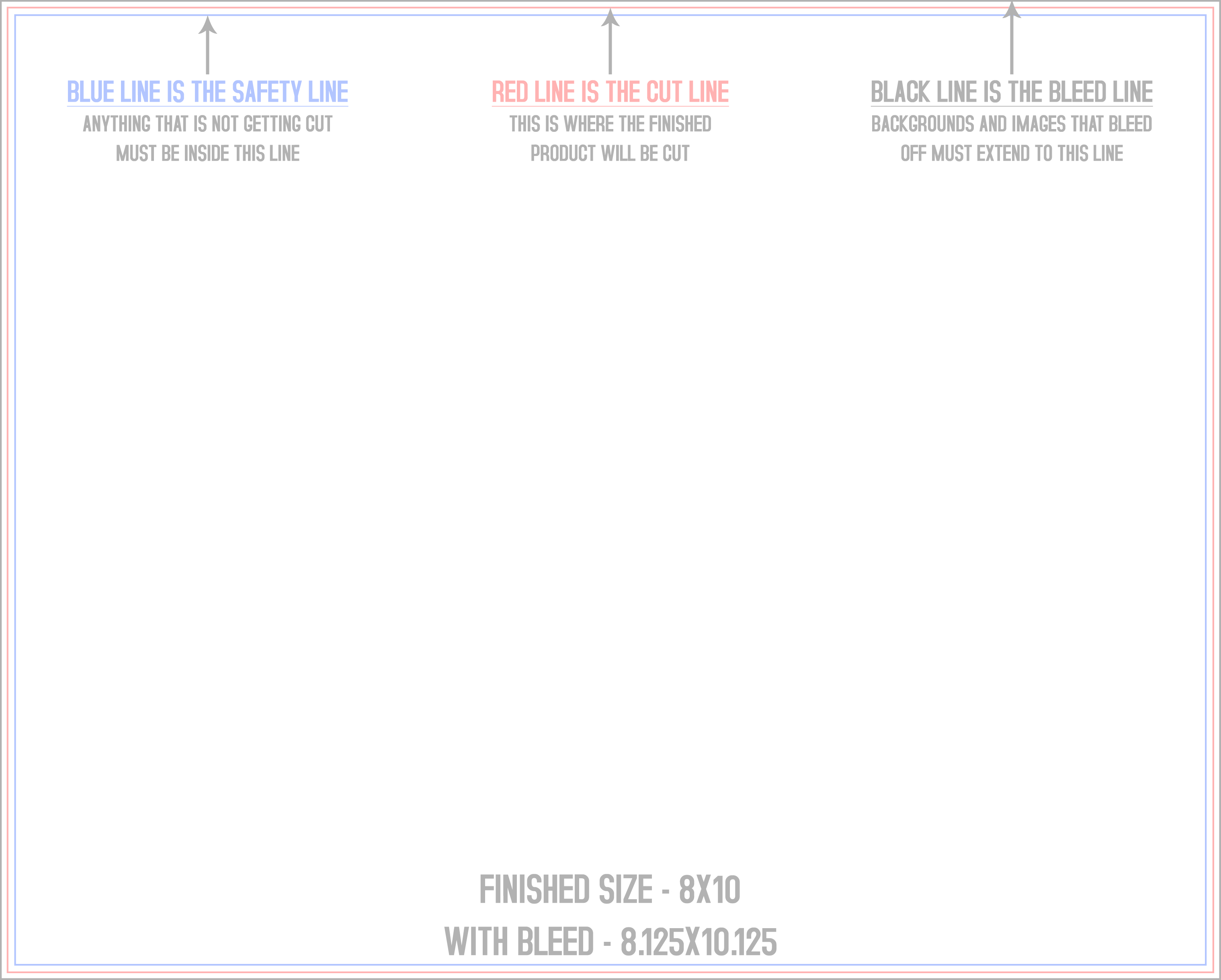 8" × 10" EDDM flyer and sell sheet template preview showing the trim, bleed and safe-zone guides