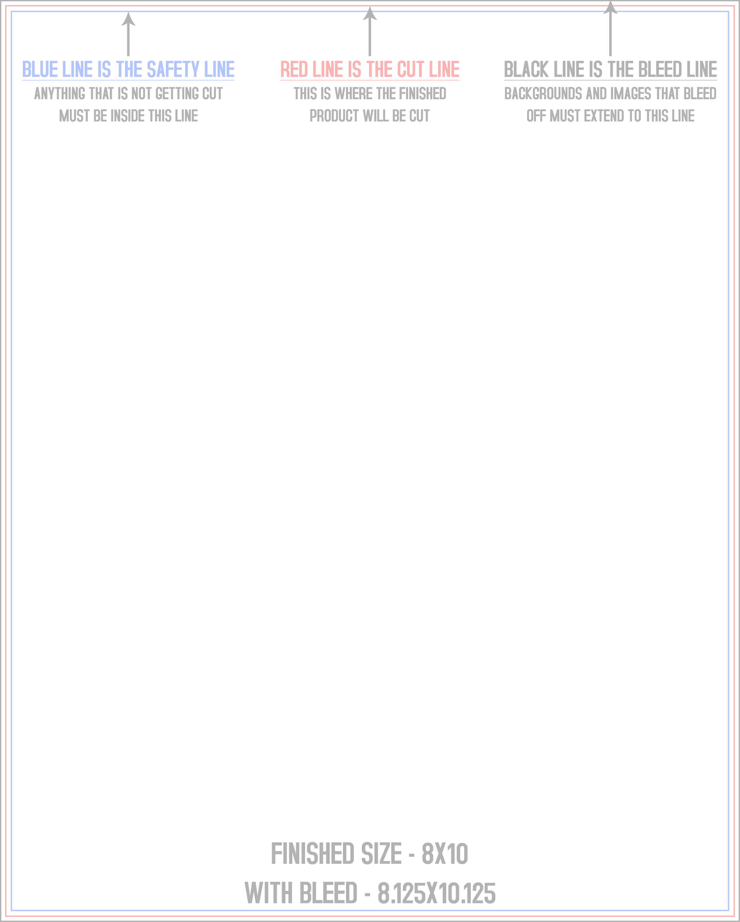 8" × 10" vertical EDDM flyer and sell sheet template preview (Print Only) with the trim, bleed and safe-zone guides marked