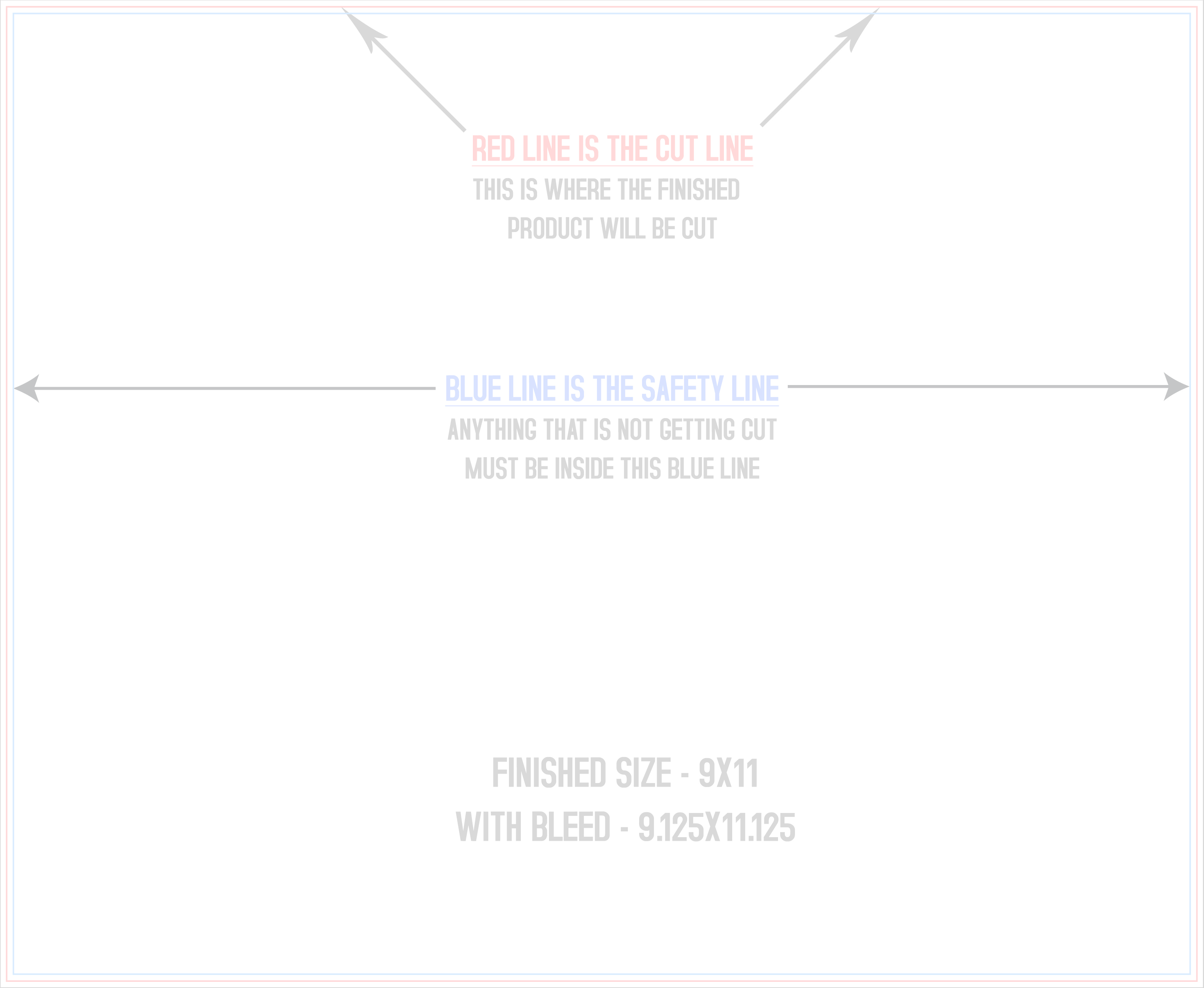 9" × 11" EDDM flyer and sell sheet template preview showing the trim, bleed and safe-zone guides