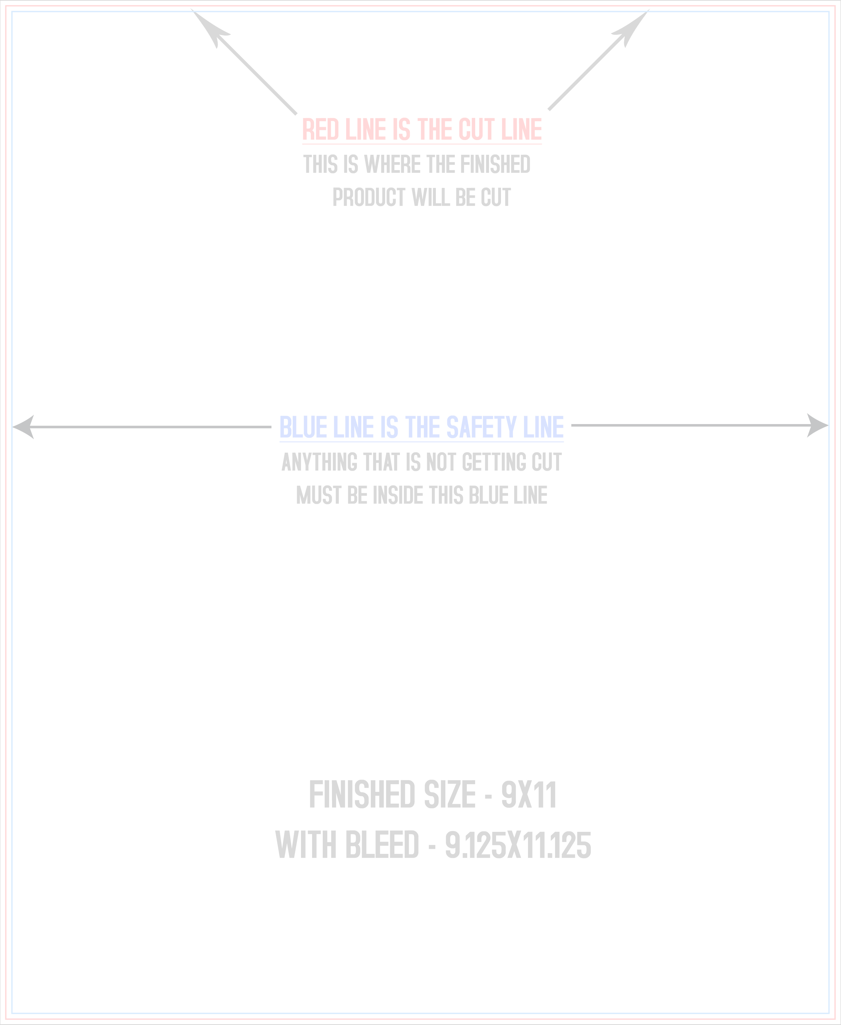 9" × 11" vertical EDDM flyer and sell sheet template preview (Print Only) with the trim, bleed and safe-zone guides marked